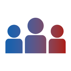 Drei stilisierte Personen – Symbol für Team, Belegschaft oder Zusammenarbeit